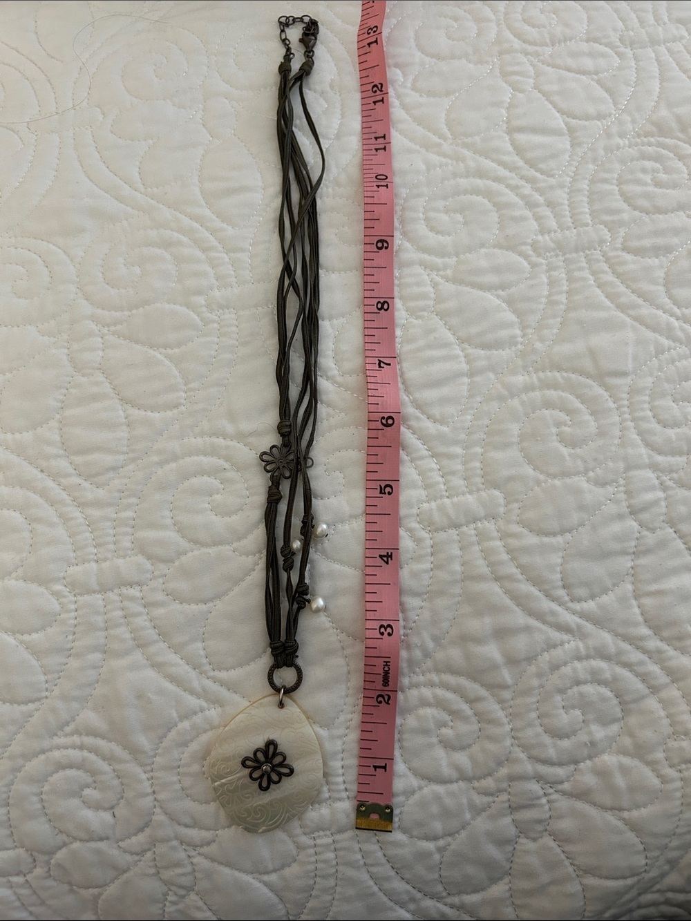 Women’s Floral Pendant Layered Necklace - Brown